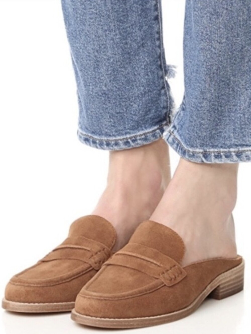 Madewell Elinor Suede Loafer Mule Tobbaco Brown Size 10